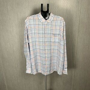 Peter Millar Casual Plaid Shirt - Blue and Orange Size XL